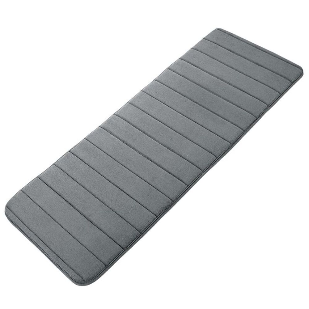 Memory Foam Bath Mat Absorbent Soft Runner Floor Mat 16" x 47" Dark Grey